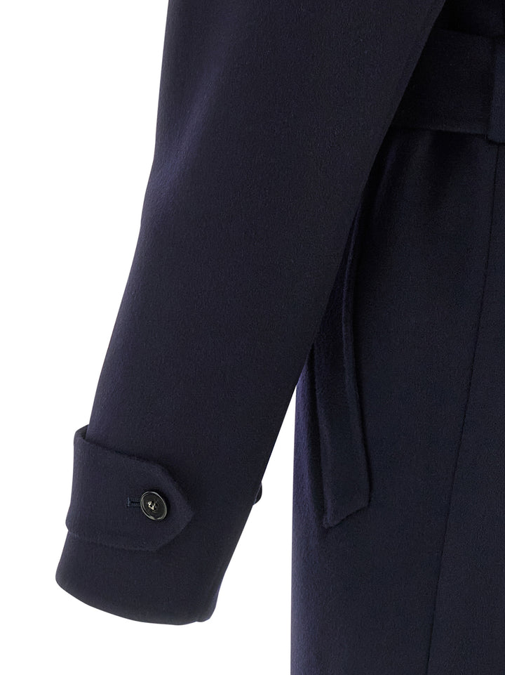 Stella Mccartney Double-Breasted Wool Trench Coat Trench e Impermeabili - Blu | 0c8b8a06450e9cb14c8dab50adfe21ee89028974