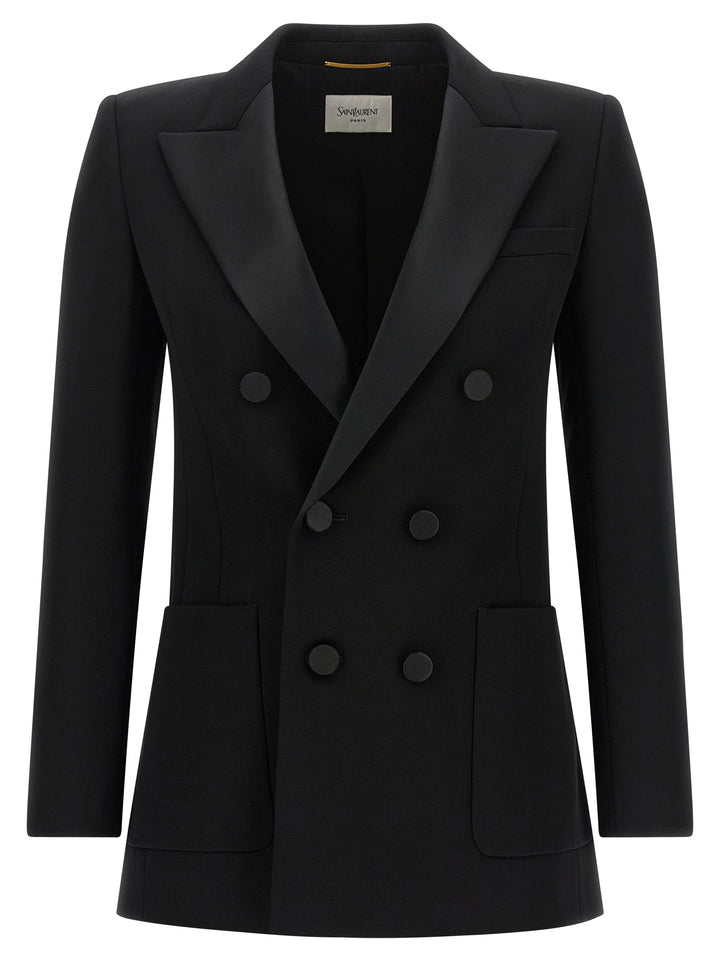 Saint Laurent Satin Lapel Blazer BlazerS - Nero | d86849422ee39fb30cde078f6d0924b44960eb70