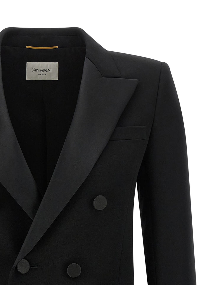 Saint Laurent Satin Lapel Blazer BlazerS - Nero | c8b9fceb5876f69e6dca6bc33b8b5d22881dbdf3