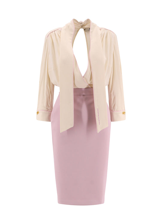 Viscose Blend Midi Dress With Detachable Skirt