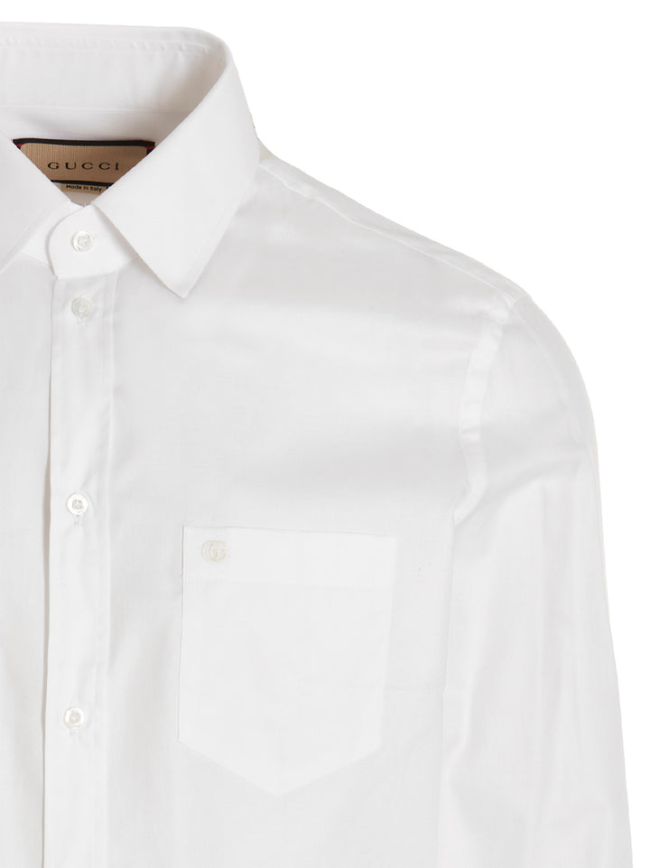 Gucci Embroidered Logo Shirt Camicie - Bianco | 9da9e29b7919290e592eeecffbe4160e1036d432