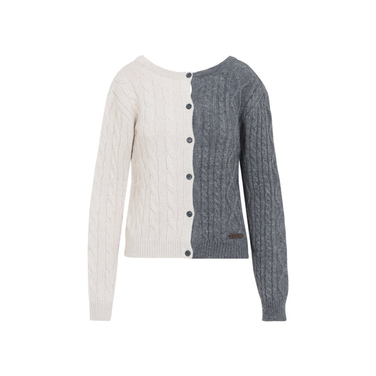 Grey Bicolor Wool Cardigan