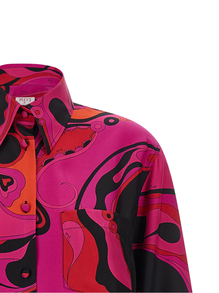 Emilio Pucci Patterned Silk Shirt Camicie - Fucsia | e23eff79b15b0eb3e18623d039f82e052ed99aed
