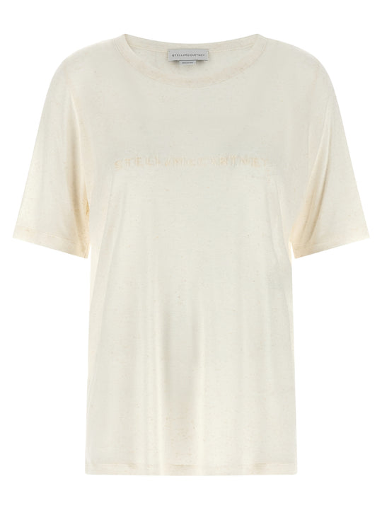 Beads Embroidery T Shirt Bianco