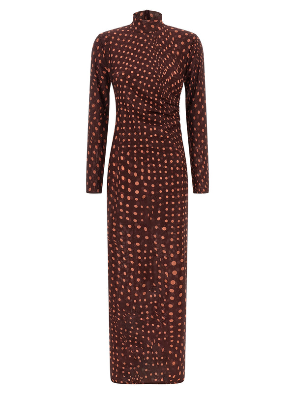 Vestido de malla con lunares - Vestidos burdeos