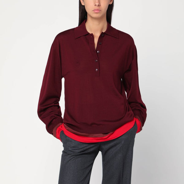 Layered Bordeaux Wool Polo