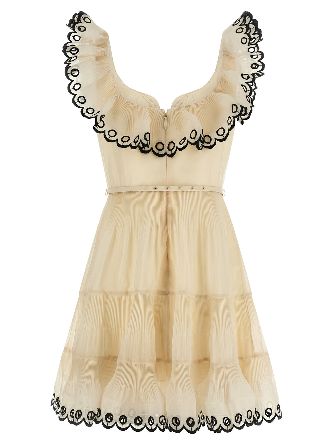 Zimmermann Embroidered Frilled Mini Abiti - Beige | 2780f863e2b03000413630b259c1c2195377f54e