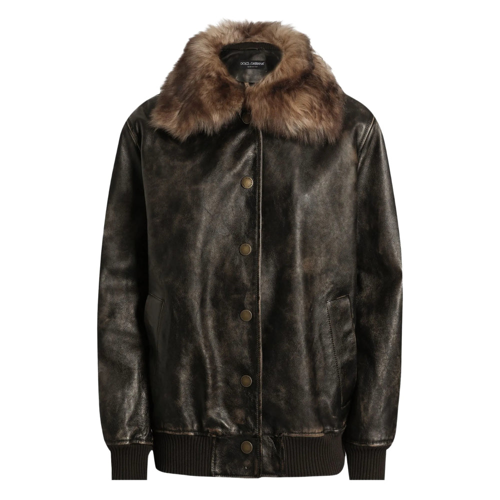 Dolce & Gabbana Leather Outerwears - Marrone | 2da4a297391c8c18fecc5ee235c422fd92f8250d