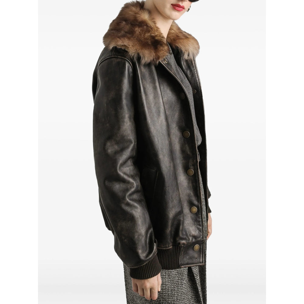 Dolce & Gabbana Leather Outerwears - Marrone | bd33890ab80eb74ded8d3f6dad3293dcbdb70a31
