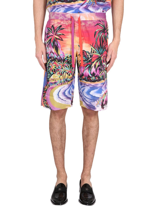 Bermuda Shorts With Hawaii Print