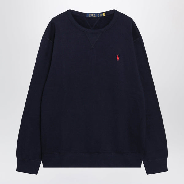 Navy Blue Cotton-Blend Crewneck Sweatshirt
