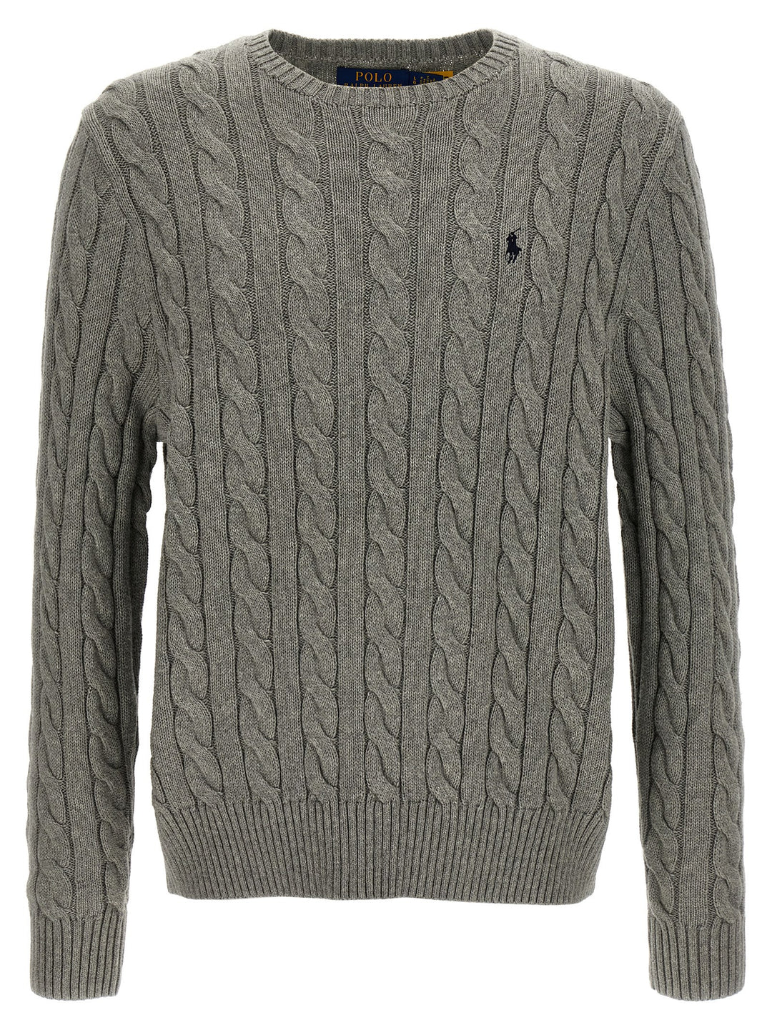 Polo Ralph Lauren Cotton Braided Sweater Maglioni - Grigio | 61300da4f913f979eabc7eff01a99a4fee3d6ed9