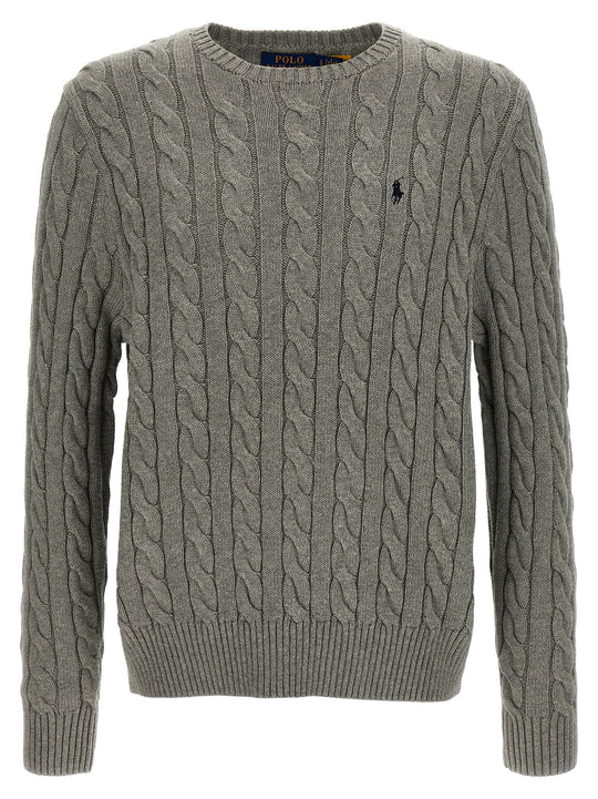 Cotton Braided Sweater Maglioni Grigio