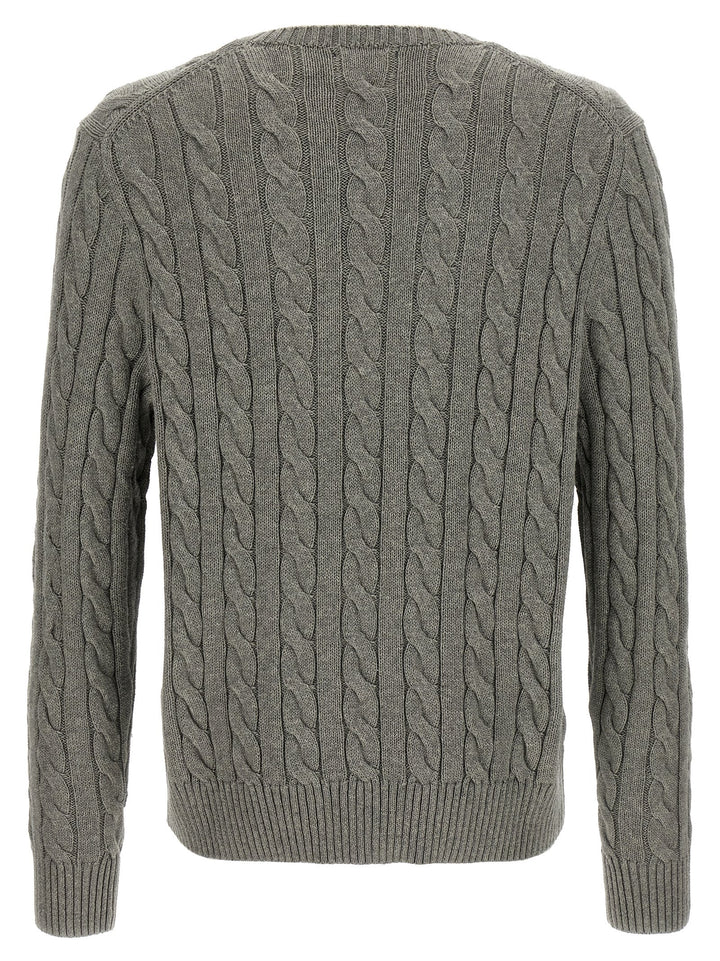 Polo Ralph Lauren Cotton Braided Sweater Maglioni - Grigio | 373f25f3b1ece0559e64a24f3d10d2374150f4f4