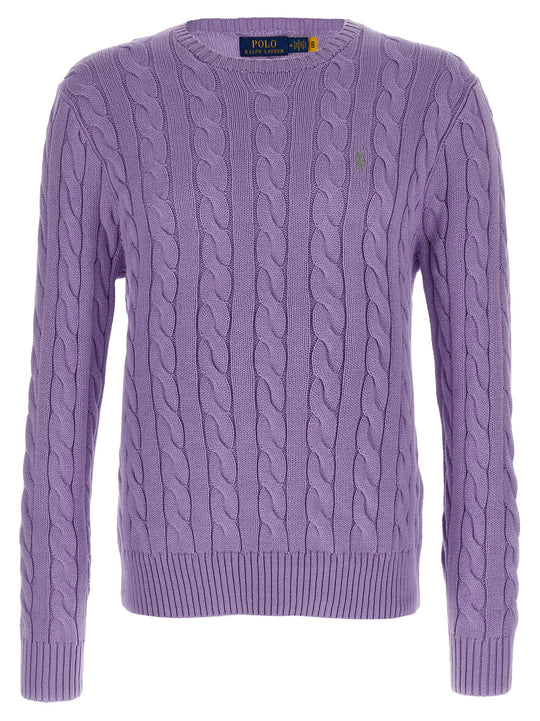 Cotton Braided Sweater Maglioni Viola