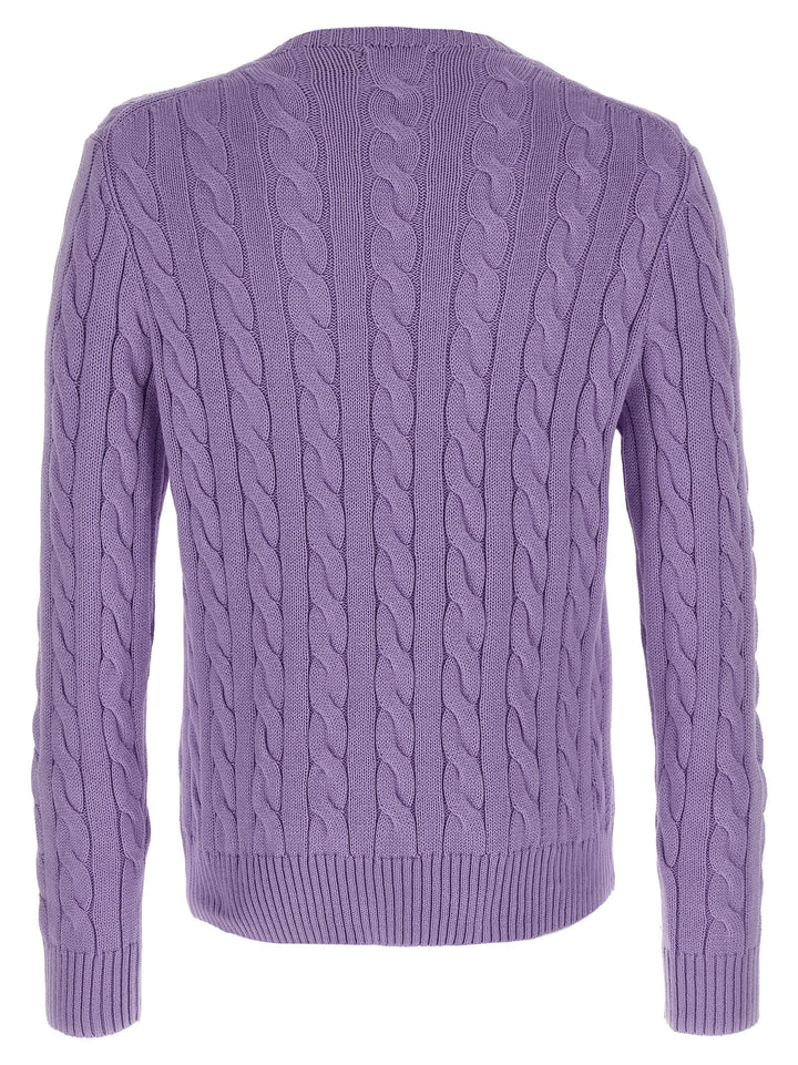 Polo Ralph Lauren Cotton Braided Sweater Maglioni - Viola | 90501ddc7fd8abf589e65fd972d500c8ec66383f