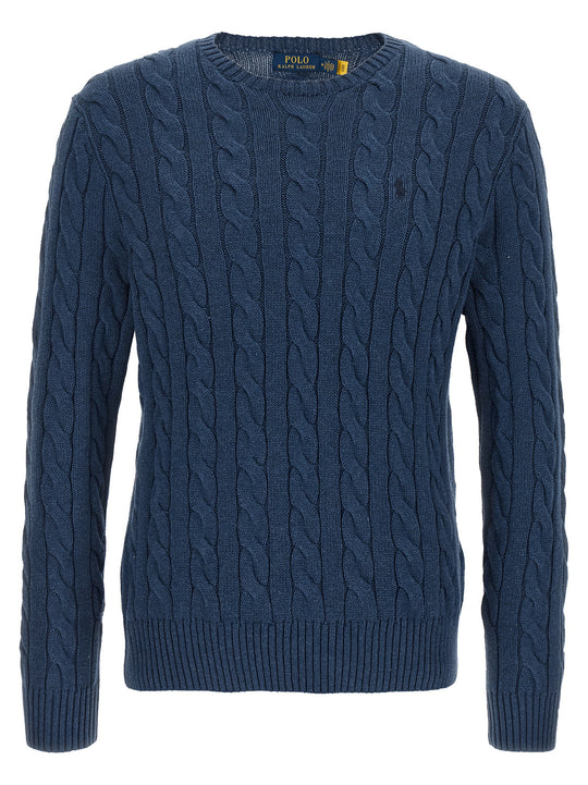 Cotton Braided Sweater Maglioni Blu
