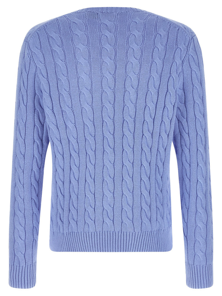 Polo Ralph Lauren Cotton Braided Sweater Maglioni - Celeste | c3bda89956ce7f36ebbba790285ed7c4128428f3