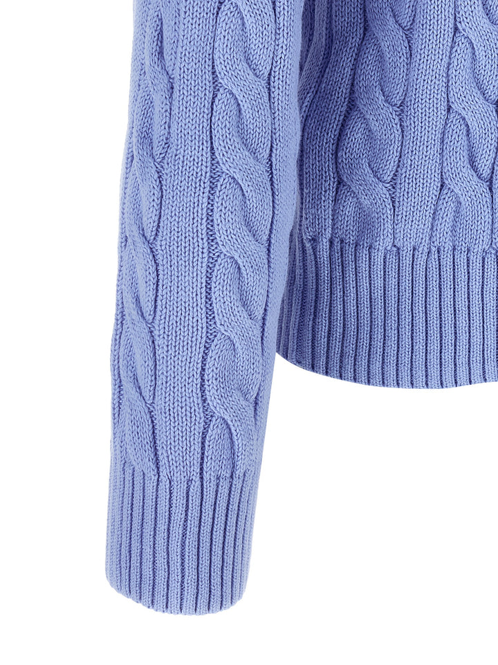 Polo Ralph Lauren Cotton Braided Sweater Maglioni - Celeste | f9aef4f9007abea86666eaf4aa6229b09716cb6b