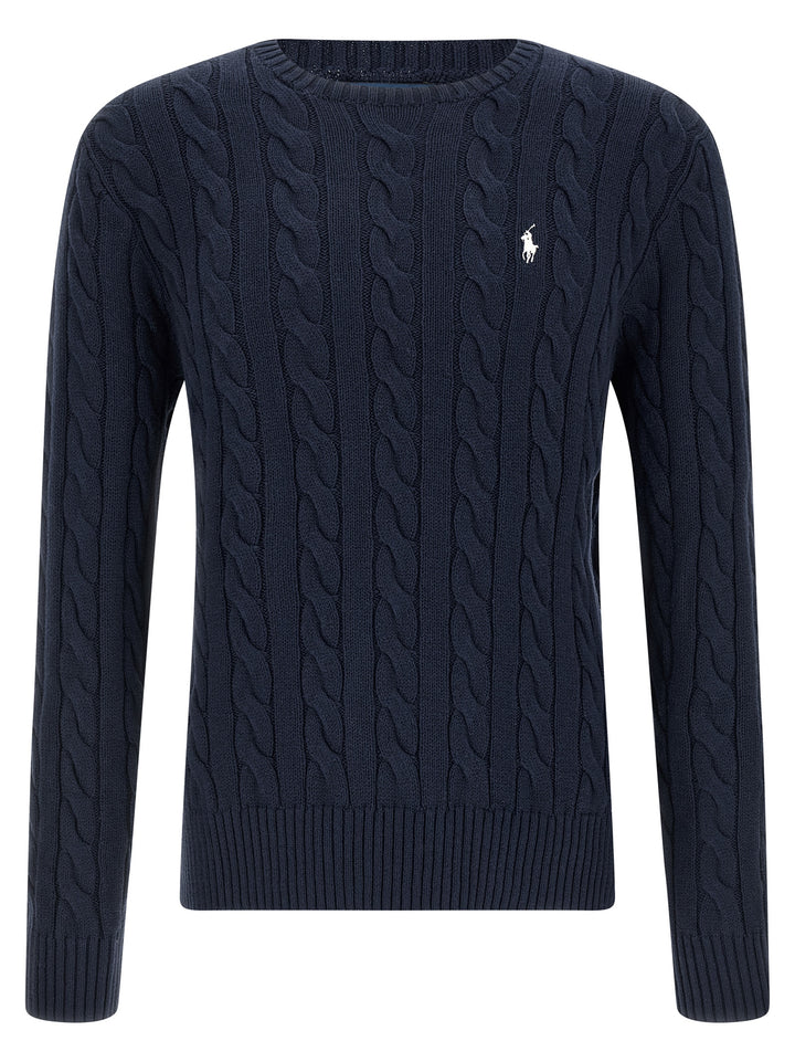 Polo Ralph Lauren Cotton Braided Sweater Maglioni - Blu | 41b80ace2b53bd1473e6d170a6022e9bfef009b7