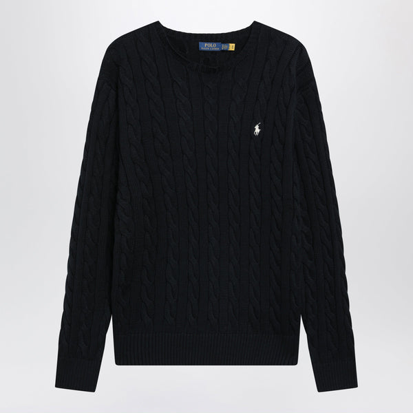 Hunter Navy Cotton Cable-Knit Sweater