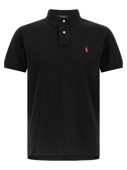 Logo Embroidery Shirt Polo Nero