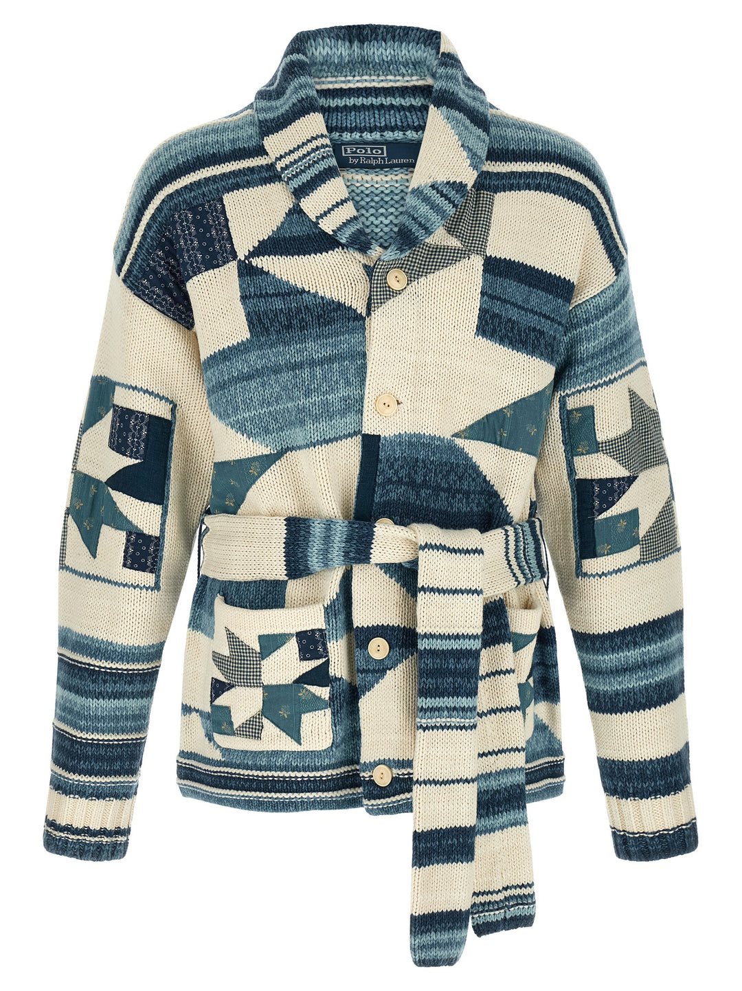 Polo Ralph Lauren Patchwork Cardigan Maglioni - Blu | 4711a385679c2eed46b02d167ee1b5f9f7d7ca2e