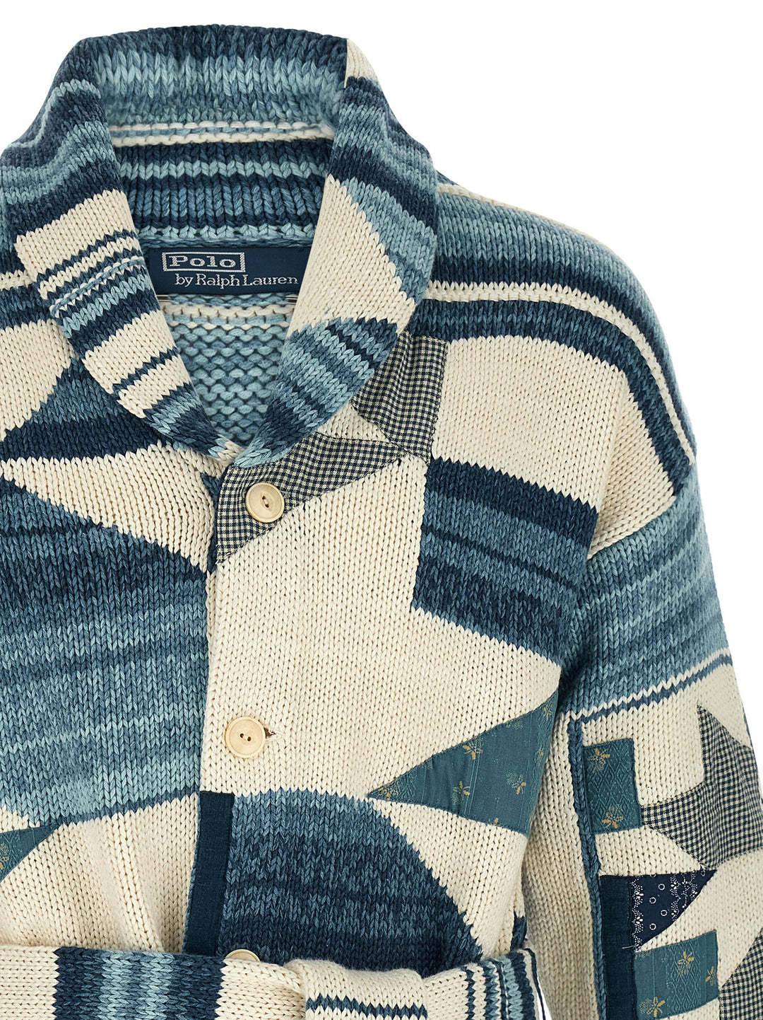 Polo Ralph Lauren Patchwork Cardigan Maglioni - Blu | b93c805d34bca4d7109699939d90822fe6d5b83b