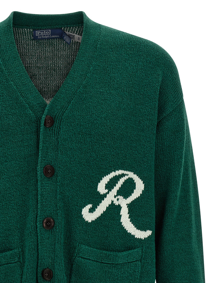 Polo Ralph Lauren Intarsia Logo Cardigan Maglioni - Verde | e84d6a062bdb7c7c8d0ed766e7f1fe7bcbaefc09