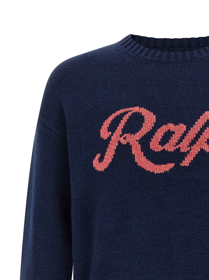 Polo Ralph Lauren Intarsia Logo Sweater Maglioni - Blu | 48eedd394e8eeb84cb68c66afad3243bba38ce43