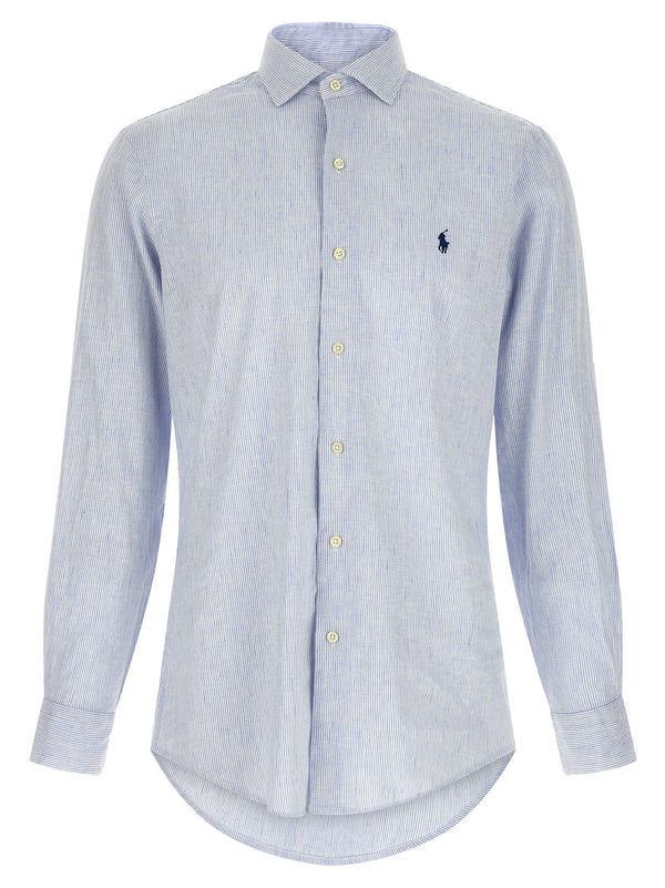 en Lino y Algodón Camisas Celeste