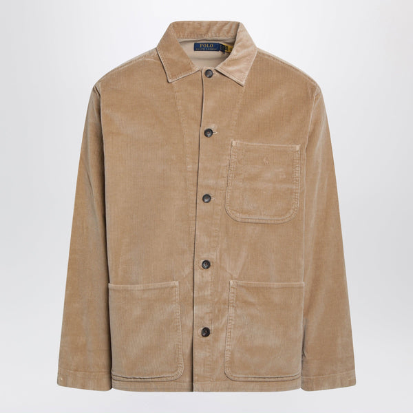 Camel-Colored Cotton Shirt Jacket