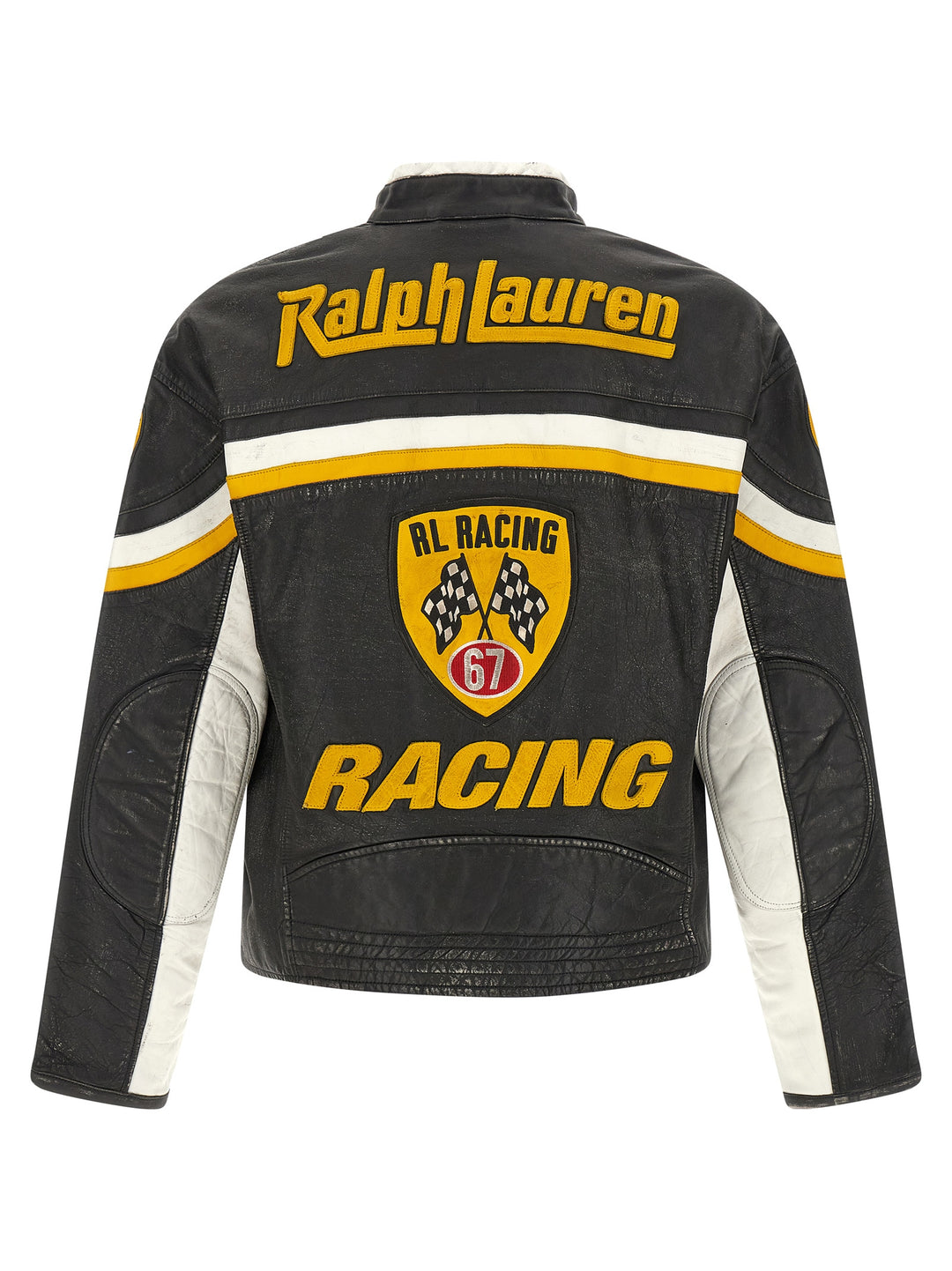 Polo Ralph Lauren Leather Biker Jacket With Patch Puffer Jackets - Nero | d932280bc01eaa923a795e2f5e45b94539e0e012
