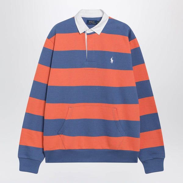 Orange And Blue Striped Rugby Polo Shirt With Polo Bear