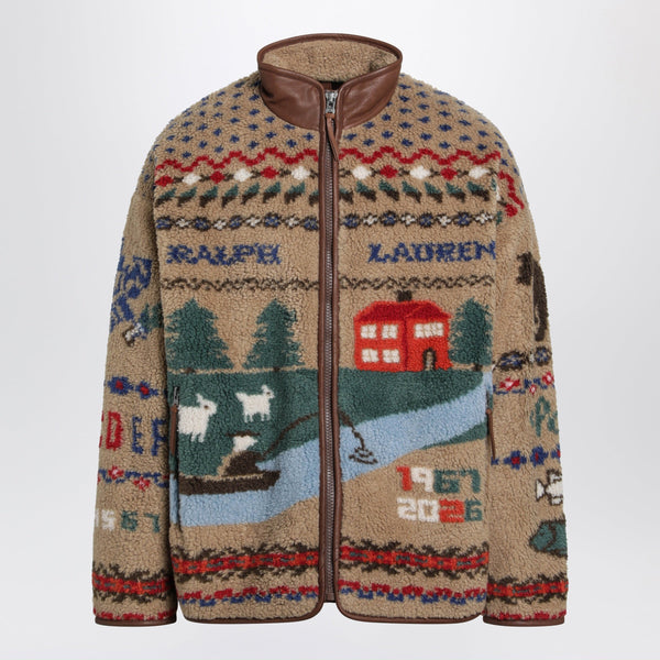 Zip-Up Fleece Jacket With Panorama Motif