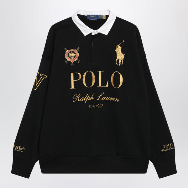 Black Big Pony Cotton Rugby Sweatshirt
