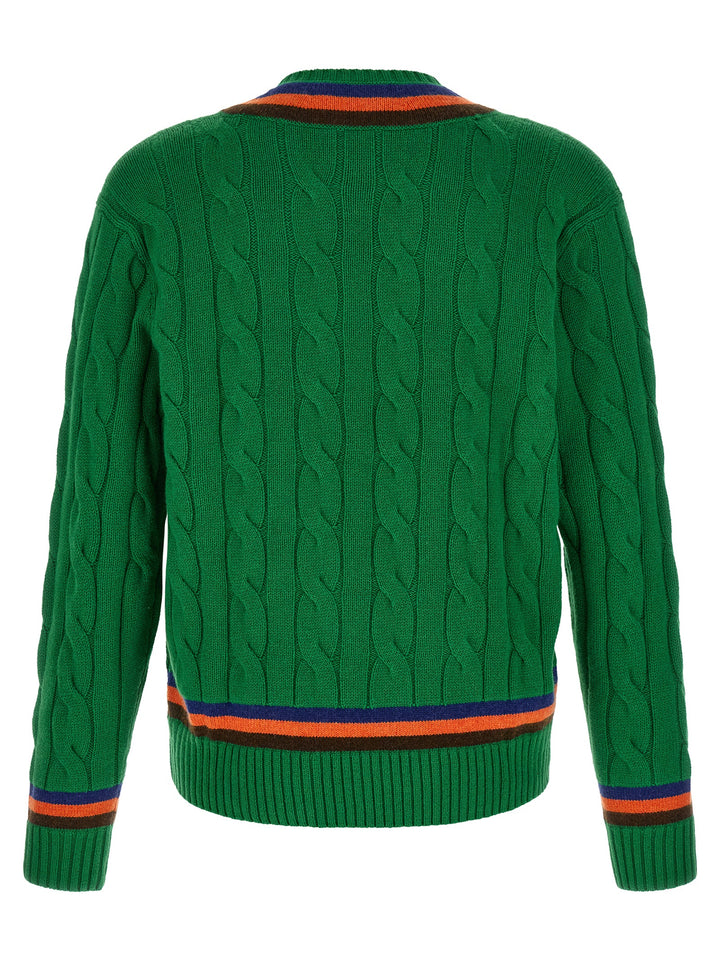 Polo Ralph Lauren V-Knit With Cable Pattern Maglioni - Verde | fb888b2aaf01aa4937e80a55e979995b9458fdf5