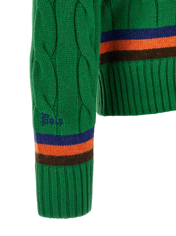 Polo Ralph Lauren V-Knit With Cable Pattern Maglioni - Verde | 251c09625a2b0cabd7f1039336dbadcbe7935d9f