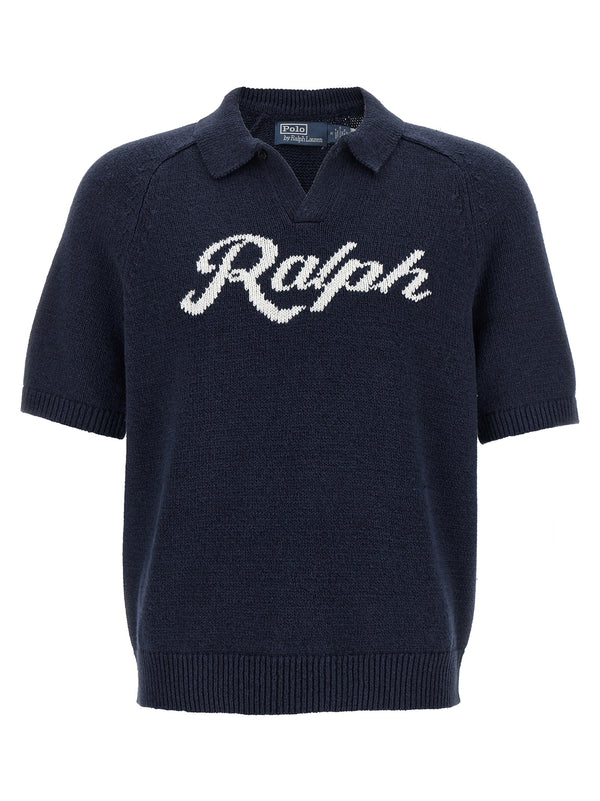 Intarsia Logo Sweater Maglioni Blu