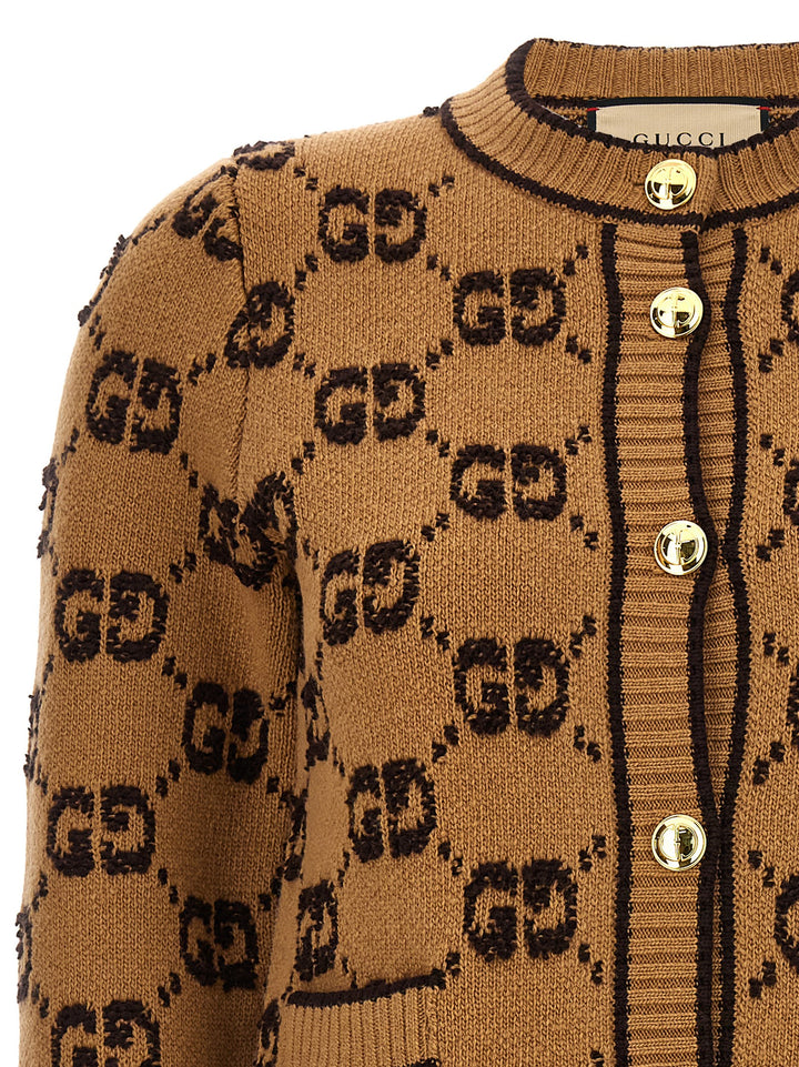 Gucci Gg Tweed Bouclè Cardigan Maglioni - Beige | bfdded0a0ef6afe57f0d5ad7d69a1fffe3e454ce