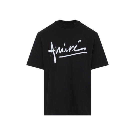 Black Cotton Script Tee