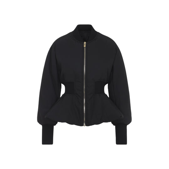 Black Peplum Polyamide Jacket