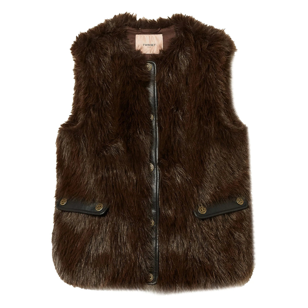 Twinset Waistcoats - Marrone | 225969c3306b9ed30fd8f9a4b6136c5c6a57fe5f