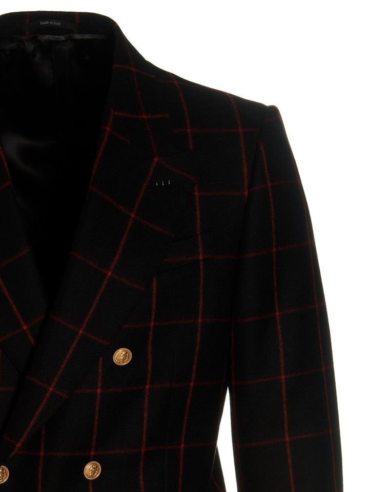 Gucci Double-Breasted Check Blazer - Multicolor | 5f67b17ba74b76629dbe4a93db2cecb1cd8659e7