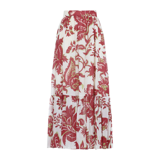 White Cotton Flounce Hem Maxi Skirt