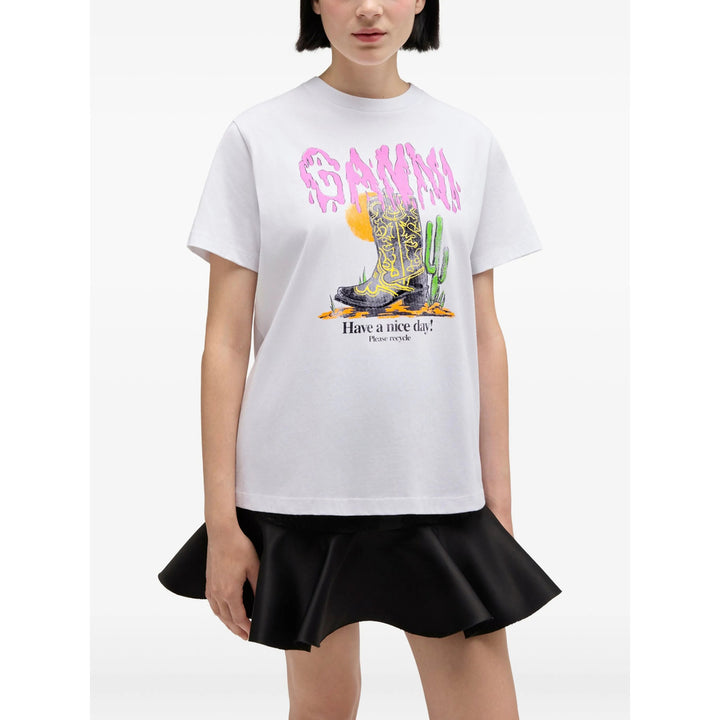 Ganni T Shirt - Bianco | 12ebcc99693b9d1a496e6b477011f7351243de11
