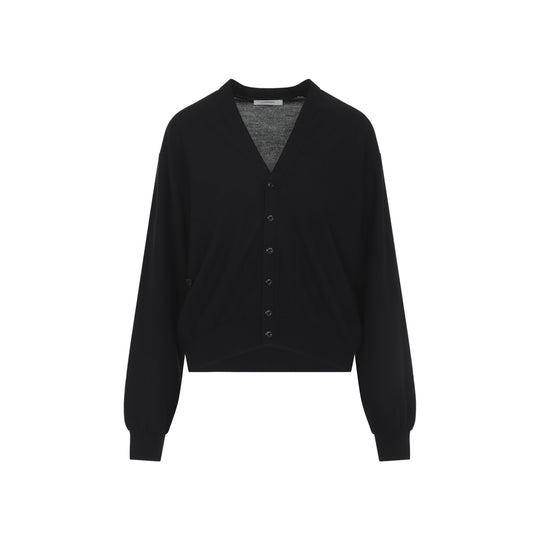 Black Wool Twisted Cardigan