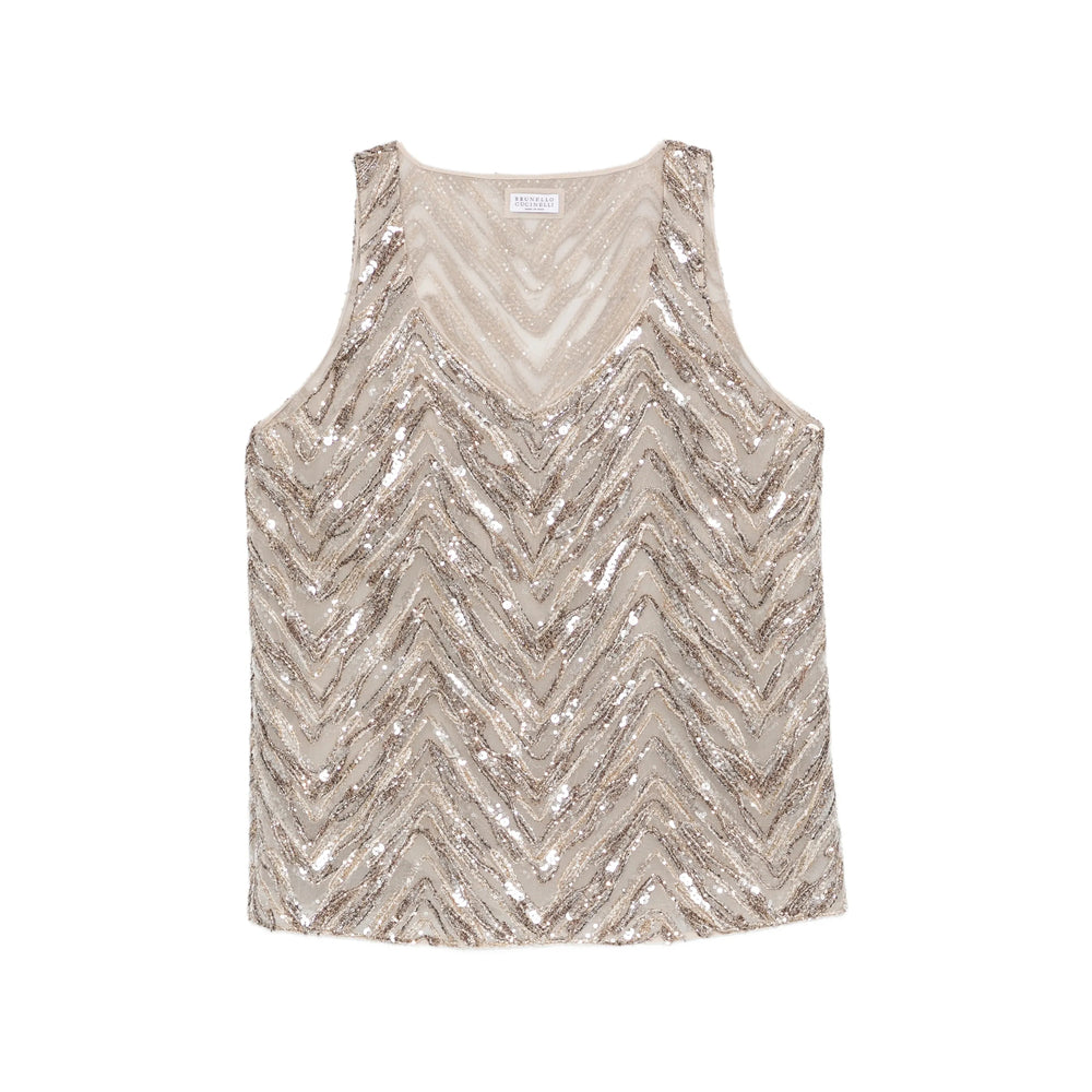 Brunello Cucinelli Top - Neutrals/Gold | ad40dd5664fc3daf0eb9c0f6c39988a86e56a27d