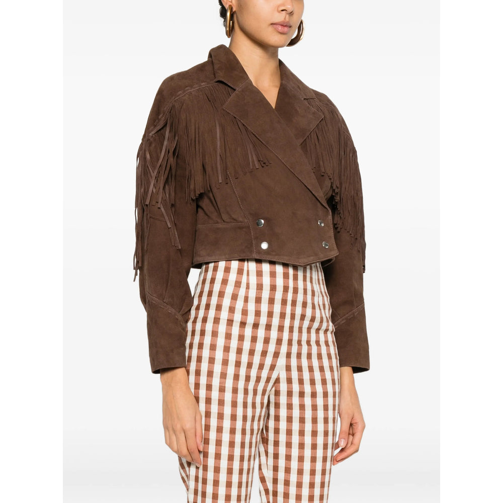 Rixo London Leather Outerwears - Marrone | 0ccd1fde349b6ecc7e89f60e0438804494787daa