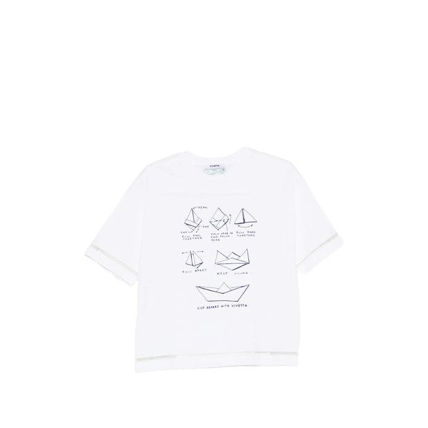 T Shirt Bianco, Blu